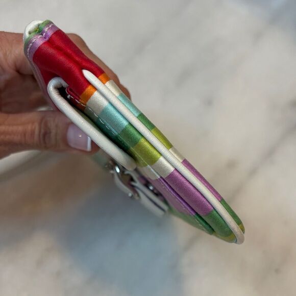 Coach Hampton Multi Color Striped Pouch Clutch Wristlet - Picture 13 of 16